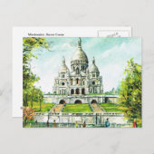 Vintage Paris, Paris, Montmatre, Sacre Coeur Postkarte (Vorne/Hinten)