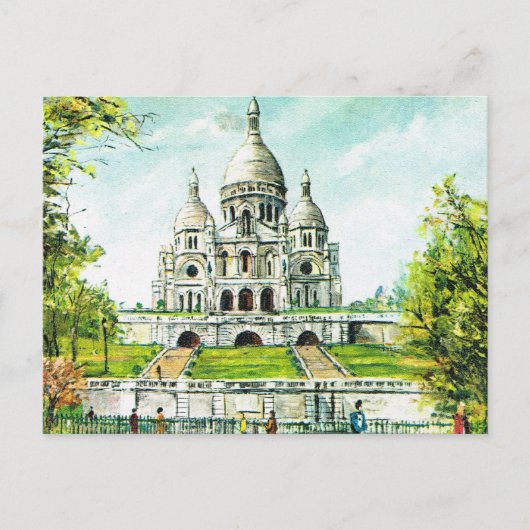Vintage Paris, Paris, Montmatre, Sacre Coeur Postkarte (Vorderseite)
