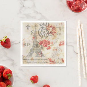 Vintage-Paris-Party Französische Botanische Eiffel Serviette