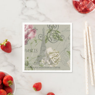 Vintage Paris Party Französische Botanische Eiffel Serviette