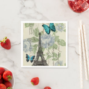Vintage Paris Party Französischer Botanischer Eiff Serviette