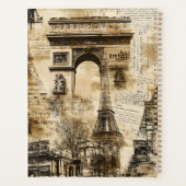 Vintage Paris Pattern – Eiffel Tower Landmarks Planer (Rückseite)