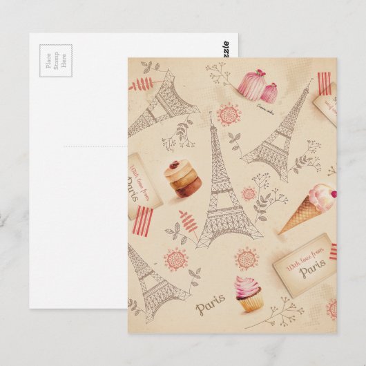 Vintage Paris Postkarte (Vorne/Hinten)