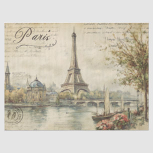 Vintage Paris Postkarte Seidenpapier