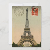 Vintage Paris-Postkarten-Eiffel-Turm-Hochzeit Einladung (Rückseite)