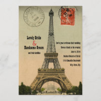 Vintage Paris-Postkarten-Eiffel-Turm-Hochzeit