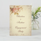 Vintage Paris Postmarks Chic Rose Verlobung Einladung (Stehend Vorderseite)