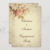 Vintage Paris Postmarks Chic Rose Verlobung Einladung (Vorne/Hinten)