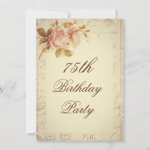 Vintage-Paris-Poststempel Chic Rosen 75. Geburtsta Einladung