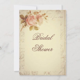 Vintage Paris Poststempel Chic Rosen Brautparty Einladung