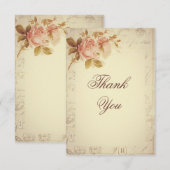 Vintage Paris-Poststempelchic-Rosen danken Ihnen Dankeskarte (Vorne/Hinten)