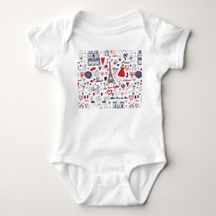 Vintage Paris: Reise Linienmuster Baby Strampler