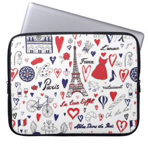 Vintage Paris: Reise Linienmuster Laptopschutzhülle