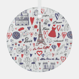 Vintage Paris: Reise Linienmuster Ornament Aus Glas