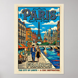 Vintage Paris Reiseplakat - Die Stadt der Lichter Poster