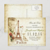 VINTAGE PARIS SAVE THE DATE POSTKARTEN (Vorne/Hinten)