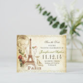 VINTAGE PARIS SAVE THE DATE POSTKARTEN (Stehend Vorderseite)