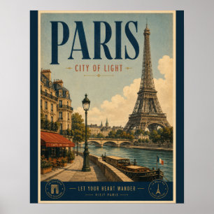 Vintage Paris Stadt der Lichter Reiseplakat mit Ei Poster