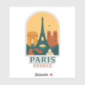 Vintage Paris Sticker – Notre Dame Cathedral Retro (Blatt)