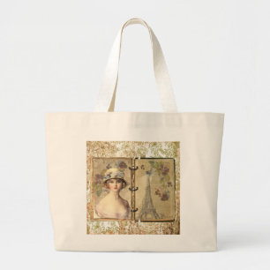 Vintage Paris-Taschentasche Jumbo Stoffbeutel