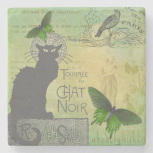 Vintage-Paris-Tour von Chat Noir-Collage Steinuntersetzer
