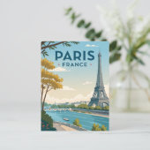 Vintage Paris Travel Postkarte (Stehend Vorderseite)
