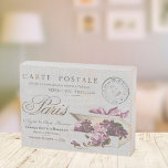 Vintage Paris Typography Postcard  Holzkisten Schild<br><div class="desc">Beautiful vintage Paris "Carte Postale" image complete with a box overflowing with violets and postage stamp.</div>