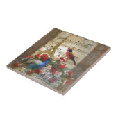 Vintage Paris- u. Vogelmusikblattcollage Fliese (Seite)