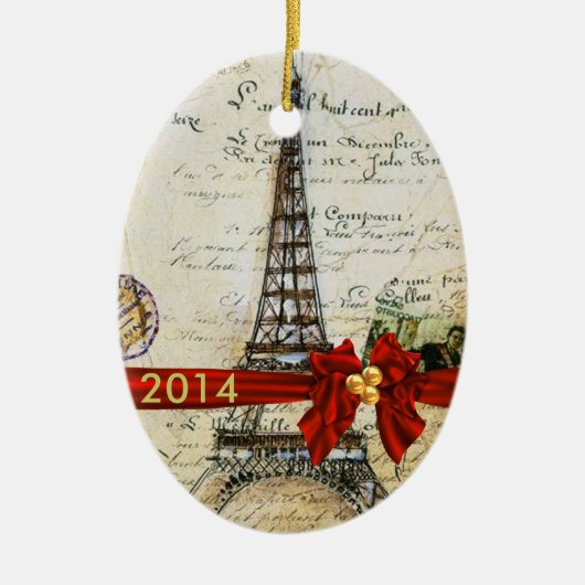 VINTAGE PARIS-WEIHNACHTENverzierung Keramikornament (Vorne)