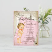 Vintage Pariser Babydusche Einladung (Stehend Vorderseite)