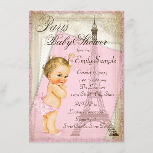 Vintage Pariser Babydusche Einladung