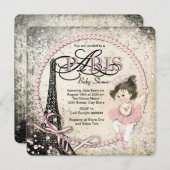 Vintage Pariser Babydusche Einladung (Vorne/Hinten)