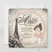 Vintage Pariser Babydusche Einladung (Vorderseite)