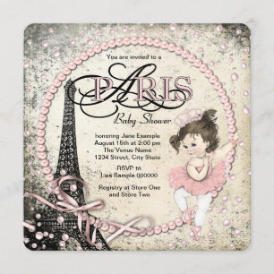 Vintage Pariser Babydusche Einladung