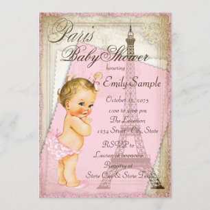 Vintage Pariser Babydusche Einladung