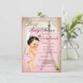 Vintage Pariser Babydusche Einladung (Stehend Vorderseite)