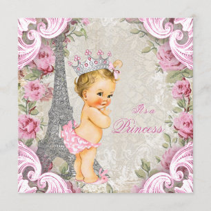 Vintage Pariser Blonde Princess Floral Baby Dusche Einladung