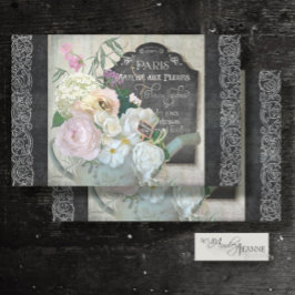 Vintage Pariser Blume Watering kann Skriptdekoupag Seidenpapier