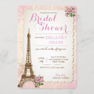 Vintage Pariser Brautdusche Einladungen