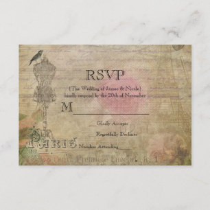 Vintage Pariser Chic Geburtstagsparty Wedding RSVP Karte