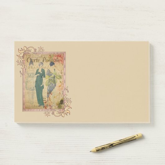Vintage Pariser Damen Post-it Klebezettel (Auf Schreibtisch)