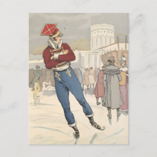 Vintage Pariser Eislaufmode 1898 Feiertagspostkarte