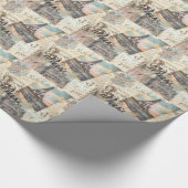 Vintage Pariser Entcoupage Sehenswürdigkeiten Typo Geschenkpapier (Ecke)