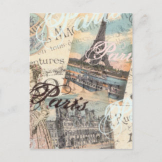Vintage Pariser Entcoupage Sehenswürdigkeiten Typo Postkarte