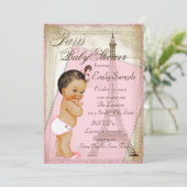 Vintage Pariser Ethnic Baby Girl Dusche Einladung (Stehend Vorderseite)