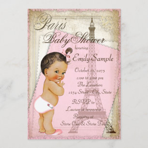 Vintage Pariser Ethnic Baby Girl Dusche Einladung