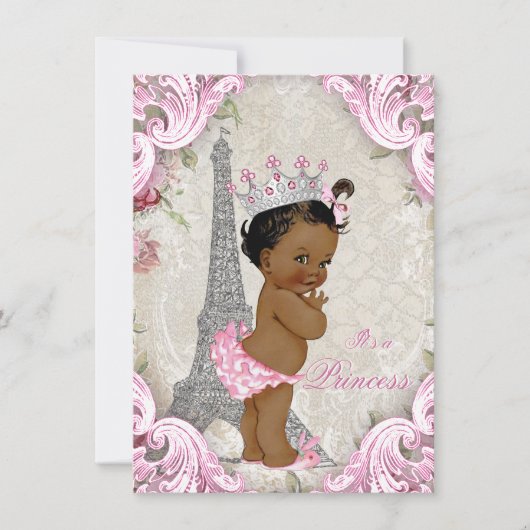 Vintage Pariser Ethnic Princess Floral Baby Dusche Einladung (Vorderseite)