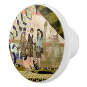 Vintage Pariser Flappers-Szene Keramikknauf (Rechts)