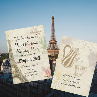 Vintage Pariser Geburtstagsparty Einladung