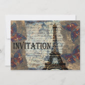 Vintage Pariser Hochzeit Einladung (Vorderseite)